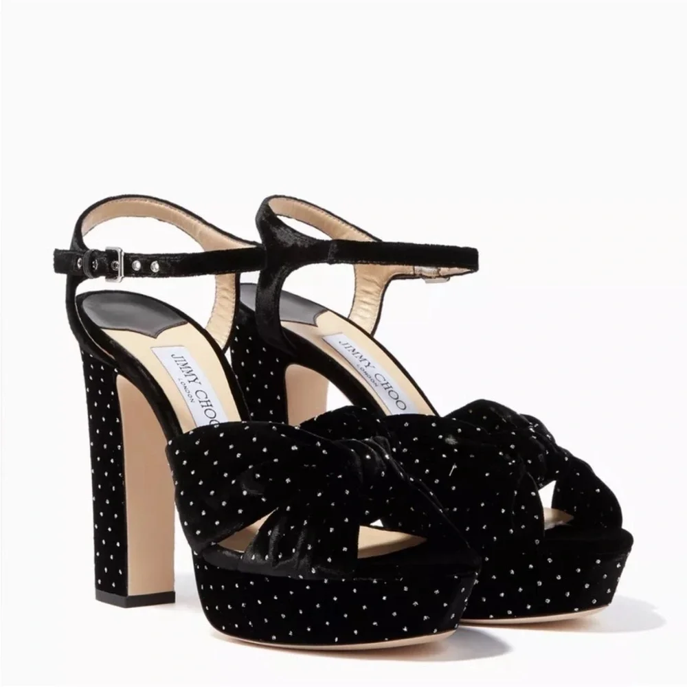 Jimmy Choo Velvet Glitter Heloise 120 Platform Heels